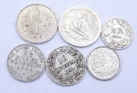 Auktion 333 / Los 6083 <br>6x Kleinmünzen, Silber, zus. 23,8g.
