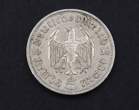 Auktion 333 / Los 6086 <br>5 Reichsmark 1936, Paul von Hindenburg