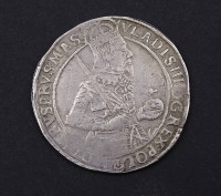 Auktion 334 / Los 6000 <br>Taler 1636, Polen, Władysław IV. (1632 - 1648) 28,60g. D. 44,3mm (kleinster Durchmesser), Silber