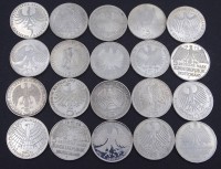Auktion 334 / Los 6009 <br>20x 5 DM Münzen = 100 Deutsche Mark ( 222,90g.)