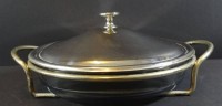 Auktion 334 / Los 11022 <br>Warmhalteschale, Glas mit versilb. Montur "Martinez", H-13 cm, D-27 cm