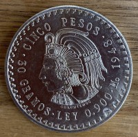 5  Pesos, Mexico, 1948