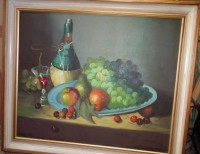 Auktion 334 / Los 4008 <br>unleserl. verso beschriftet "Früchte Stilleben", Öl/Leinen, gerahmt, RG 61x70 cm