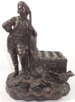 Auktion 334 / Los 9010 <br>Figürliche Steckschale?, für Pfeifen oder ähnliches?, gut erhalten, wohl um 1900, H-23 cm, 19x16 cm