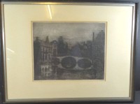 Auktion 334 / Los 5008 <br>Henri RAMAH (1887-1947) "Nachtlandschaft", Lithografie, für den Künstler, ger/Glas, RG 43x57 cm