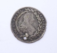20 Kreuzer ,Maria Theresia, Österreich,gelocht,d-24,2mm