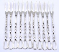 Auktion 334 / Los 11026 <br>Vorlegebesteck, 11 Stück, Silber 0.835, L. 11,5cm, zus. 87,3g.