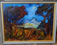 Auktion 334 / Los 4017 <br>Georg Hillmann ( 1916 - 2003 )  "Landschaft", Öl/Leinen, gerahmt, RG 80x101 cm