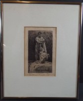 Auktion 334 / Los 5015 <br>Bruno HEROUX (1868-1944) "Ex Libris für Oskar Leuschner" Berliner Verleger, untererer Rand wasserrandig, ger/Glas, RG 30x24,5 cm