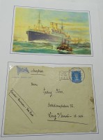 4 x Postkarten bzw. Brief, 20er-Jahre, Seefahrt, 2 x gelaufen