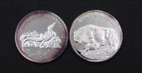Auktion 334 / Los 6033 <br>2x Feinsilber Medaillen 0.999 , WWF, zus. 40,1g.gekapselt
