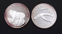 Auktion 334 / Los 6034 <br>2x Feinsilber Medaillen 0.999 , WWF, zus. 40,1g.gekapselt