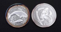Auktion 334 / Los 6036 <br>2x Feinsilber Medaillen 0.999 , WWF, zus. 40,0g.gekapselt