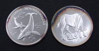 Auktion 334 / Los 6040 <br>2x Feinsilber Medaillen 0.999 , WWF, zus. 40,3g.gekapselt