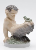 Los 8016 <br>Faun mit Frosch, Royal Copenhagen, Modellnr. 1713, Entw. Christian Thomsen, H-12cm