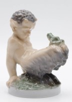 Auktion 338 / Los 8016 <br>Faun mit Frosch, Royal Copenhagen, Modellnr. 1713, Entw. Christian Thomsen, H-12cm