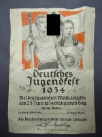 Urkunde Deutsches Jugendfest 1934, Homberg, 42,5 x 30 cm, mit Altersspuren, kleinen Rissen und Knicken