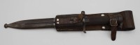 Auktion 334 / Los 7028 <br>Bajonett mit Scheide, wohl Mauser, 1. WK, Schweden?, div. Punzierungen, L-39,5cm.
