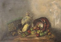 Auktion 334 / Los 4030 <br>anonymes Stilleben, 19. Jhd., Öl/Leinwand, ungerahmt, restau. bedürftig, 40,5 x 60cm.