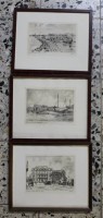 Auktion 334 / Los 5020 <br>3x div. Radierungen mit Cuxhaven-Motiven, 2x Wehlisch und 1x Fischer, ger./Glas, 1x Rahmen defekt, ca. RG 21,5 x 26,5cm.