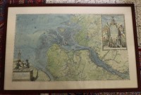 Auktion 334 / Los 5024 <br>gr. Kartengrafik, Norddeutschland, gerahmt/Glas, Repro,  RG 53,5 x 125cm.