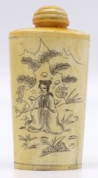 Auktion 334 / Los 15534 <br>Snuff-Bottle, Bein mit Gravuren, H-9 cm
