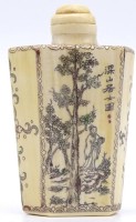 Auktion 334 / Los 15535 <br>Snuff-Bottle, chines. beschriftet, Bein, H-6,5 cm