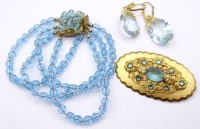 Los  <br>Modeschmuckset mit blauen Farbsteinen, ca. 1930er Jahre