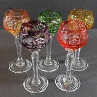 Auktion 500010 / Los  <br>5x Buntglas-Likörschalen, H-12 cm10