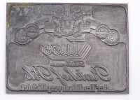 Auktion 500010 / Los  <br>Alte Druckplatte Ratshof-Pils-Heilbronn, 1970er Jahre, 12,5x9,5cm