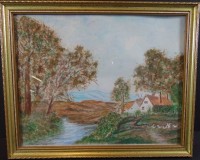 Auktion 500010 / Los  <br>H.H.L."Bauernhaus" Aquarell, ger/Glas, RG 22x27 cm
