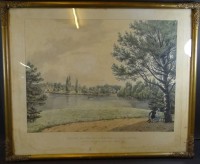 Auktion 500010 / Los  <br>Ernst WELKER (1788-1857), Park in Laxenburg, ca. 1816, Farbradierung, alt gerahmt, Läsuren, RG  53x65 cm