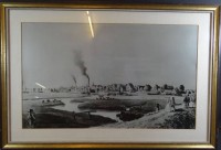 Los  <br>Grafik mit Ansicht Neuhaus/Oste um 1860, gut ger/Glas, RG 41x61 cm