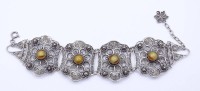 Los  <br>Filigranes Silber Armband mit Achat, Silber gepr.,L. 22cm, 25,8g.