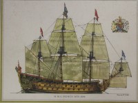Auktion 500010 / Los  <br>maritime Grafik, ger./Glas, 29,2 x 36,2cm.