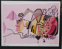 Auktion 334 / Los 5026 <br>Arndt MAIBAUM (1940), Seriegraphie, Nr. 19/100, ungerahmt in Passepartout, 40 x 30cm, MG 16 x 19cm.