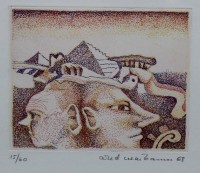 Auktion 334 / Los 5027 <br>Arndt MAIBAUM (1940), Farbradierung, Nr. 15/60, ungerahmt in Passepartout, 30 x 40cm, MG 10x 12cm.