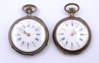 Auktion 500010 / Los  <br>2x Damen Taschenuhren, Silber, mechanisch, D. 33-34mm, Werke stehen und 1x Deckel fehlt