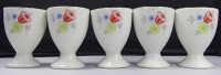 Auktion 334 / Los 4 <br>5x Eierbecher mit Blumendekor , Gebrauchsspuren
