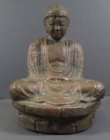 Auktion 334 / Los 15546 <br>Buddha in Meditationshaltung, mit Kupfer überzogen, H-15cm, B-12cm,