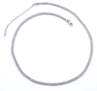 Los  <br>Halskette, Sterlingsilber 0.925, innen mit klaren Steinen, L. 43 - 48cm, 7,9g.