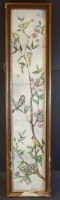 Marta ASTFALCK-VIETZ (1901-1994), Fliesenbild,  Vögel auf Ast, alt und beschädigt gerahmt, RG 78x18 cm