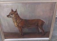 Auktion 339 / Los 4020 <br>Conrad NEUMANN (XX), 1931 "stehender Hund", Öl/Holz, alt gerahmt, RG 53x55 cm