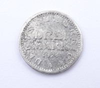 Los  <br>Drei Mark 1924 Deutsches Reich, schlechte Erhaltung