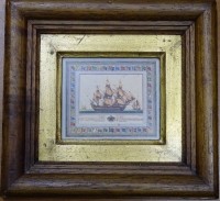 Los  <br>kl. Druck, Schiffsdarstellung, ger/Glas, RG 18x20cm