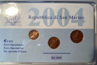 Los  <br>Cent-Satz "San Marino"  3 Münzen(1-2-5 Cent) limitiert auf 50.000,  2400, in Plastiketui