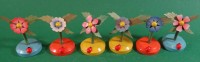 Los  <br>6x Erzgebirge Blüten mit Marienkäfer, H-ca. 5 cm, älter