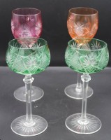 4x div. Buntglas-Römer, beschliffen, H-21cm u. 18cm