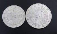 Los  <br>25 u. 50 Schilling Österreich, 33g.