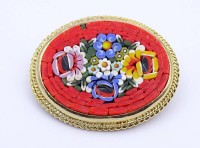 Los  <br>Modeschmuck Mosaikbrosche, oval, bez. Italy, 40x33mm, 1 Stück erneuert,